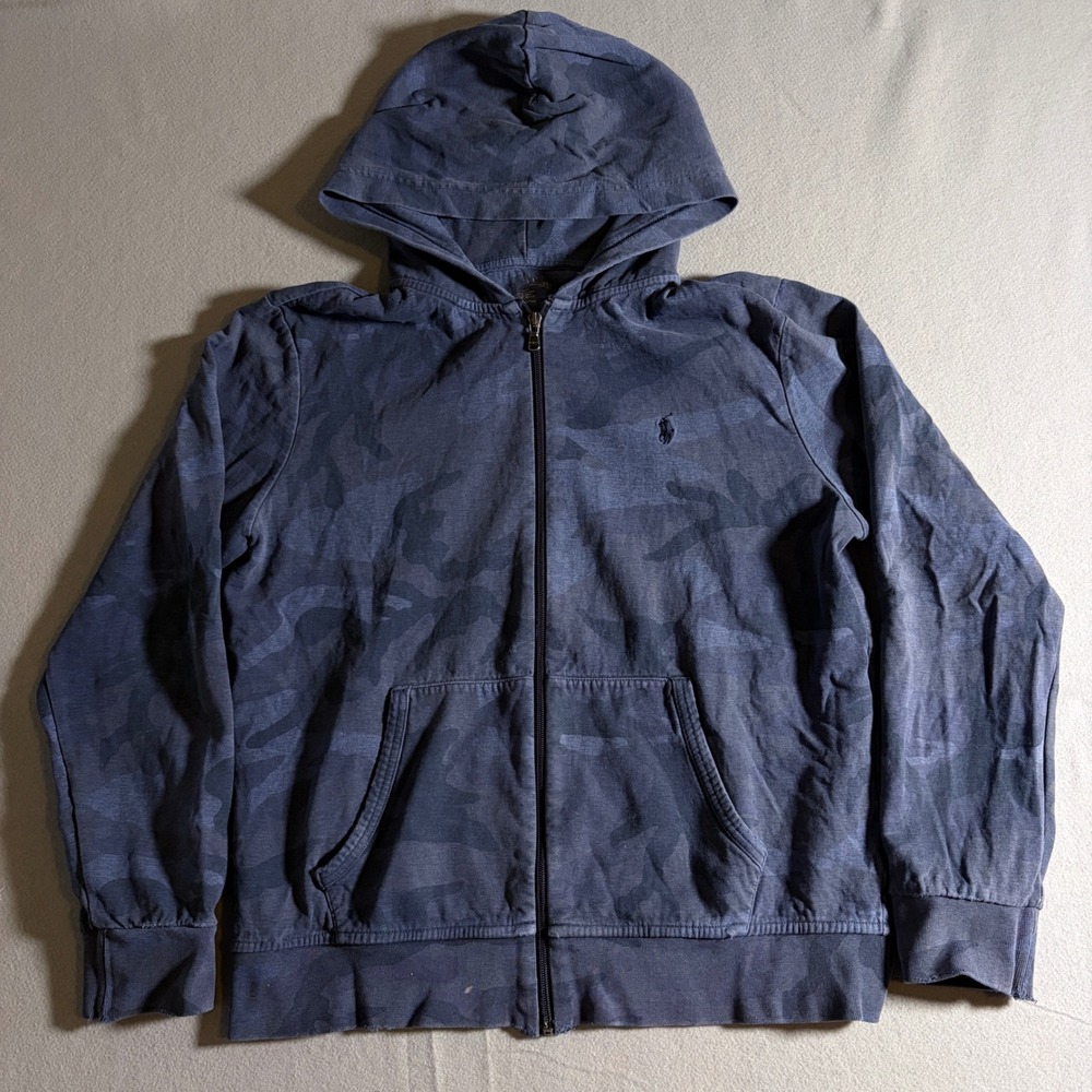 Polo Ralph Lauren Performance Camo Full Zip Hoodie Mens Large Blue Camouflage
